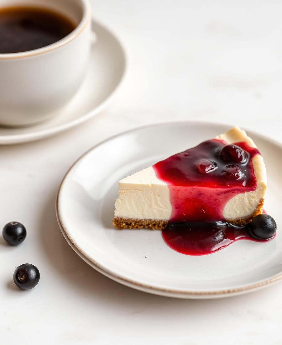 Cheesecake slice with berries