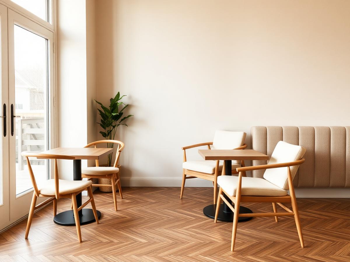 Cozy seating area with light wood